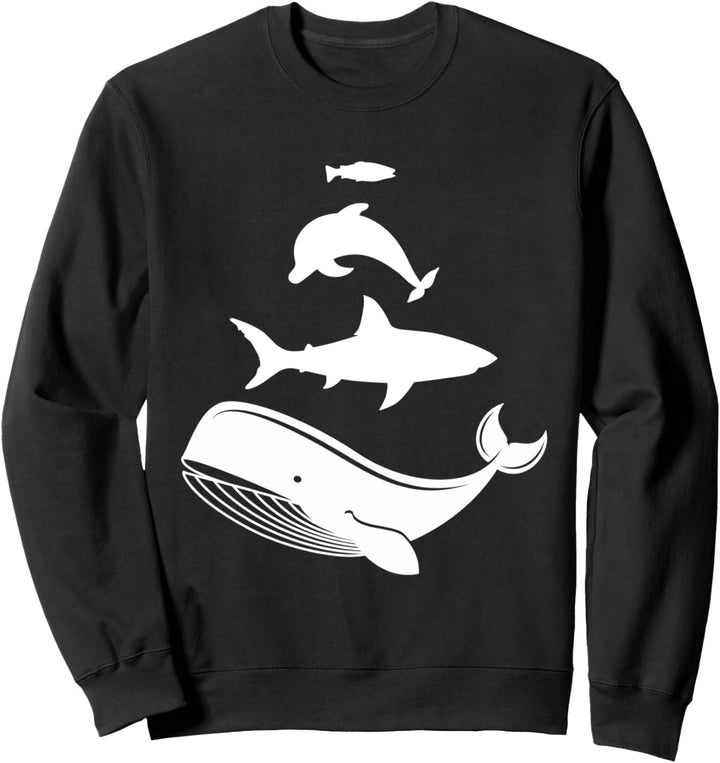 Gestapelte Meerestiere Wal, Hai, Delphin, Fisch Silhouetten Sweatshirt
