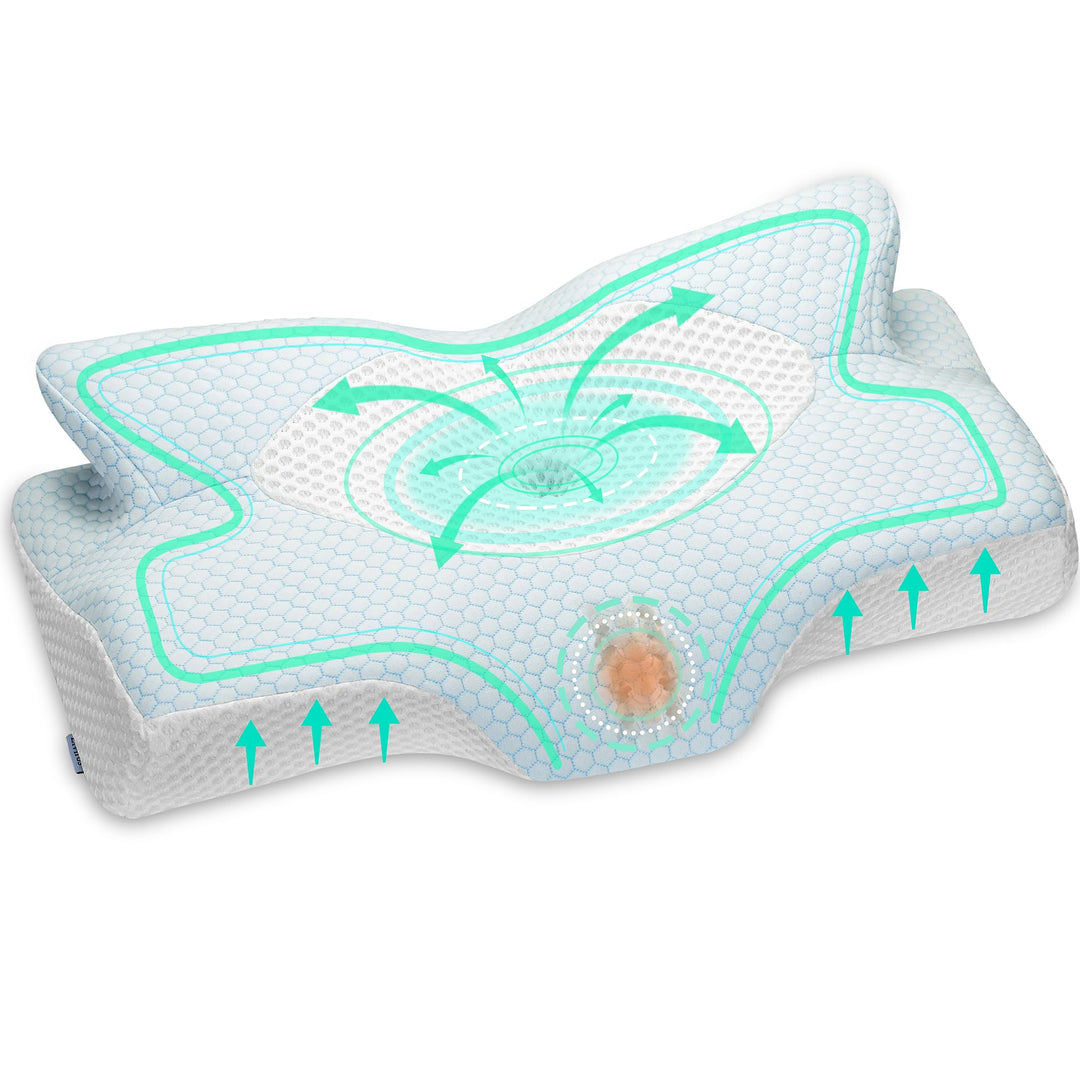 Elviros Orthopädisches Kopfkissen aus Memory Foam, Seitenschläferkissen Nackenstützkissen, Kopfkisse