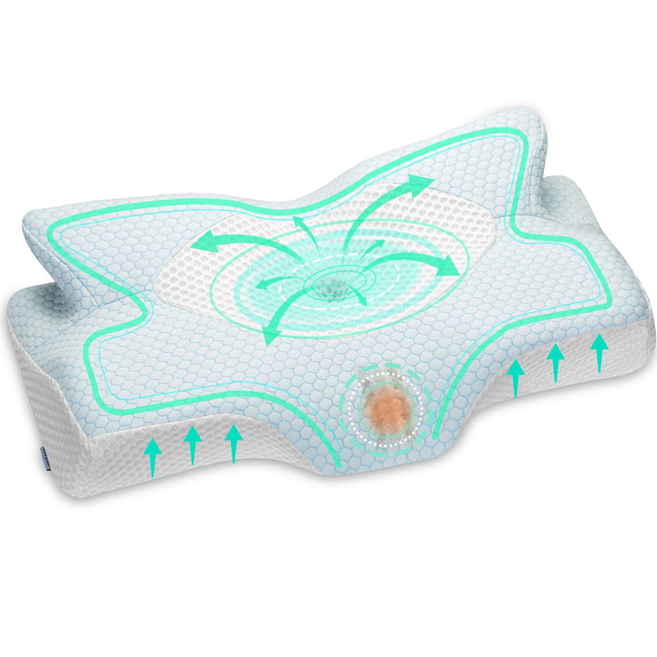 Elviros Orthopädisches Kopfkissen aus Memory Foam, Seitenschläferkissen Nackenstützkissen, Kopfkisse