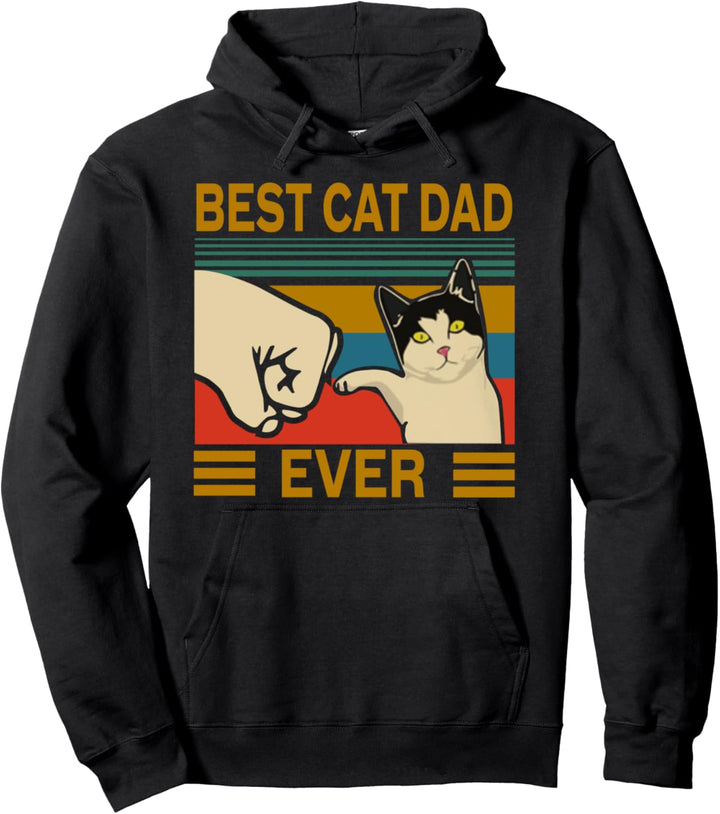 Vintage Best Cat Dad Ever Bump Fit Gift For Best Cat Dad Pullover Hoodie