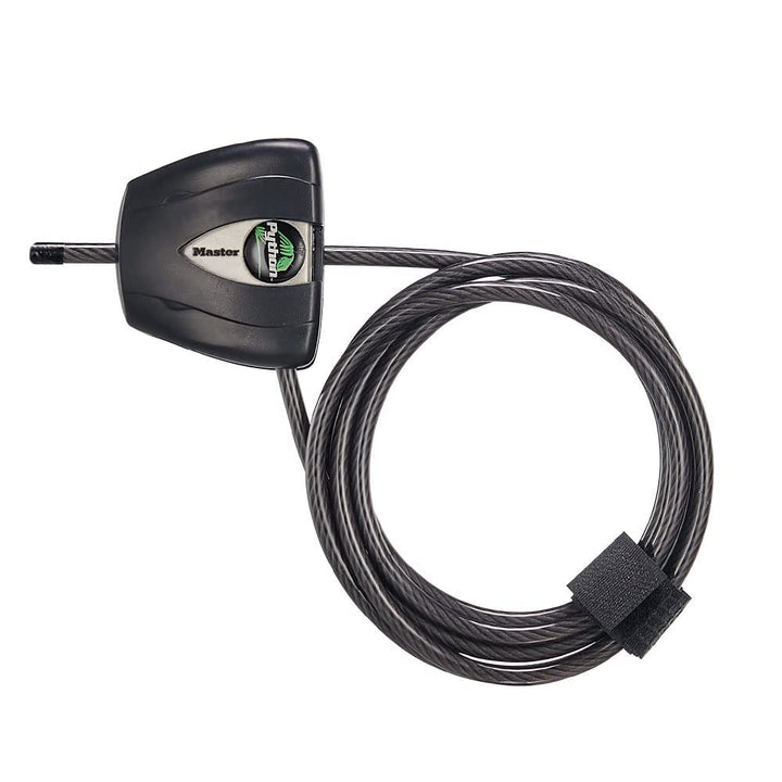 Master Lock Schwarzes Python-Fahrradschloss mit Schlüssel, verstellbares Metall-Kabelschloss mit wet