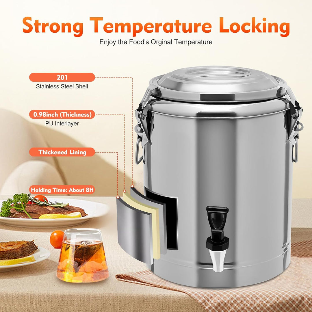 MINRS 14L Transport Thermobehälter Profi Gastro Edelstahl Thermotransportbehälter mit Tragegriffen,