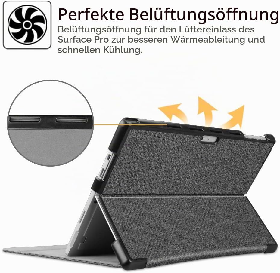 Fintie Hülle für Microsoft Surface Pro 7/7 Plus / 6/5, Business Schutzhülle mit Harter Schale, anpas