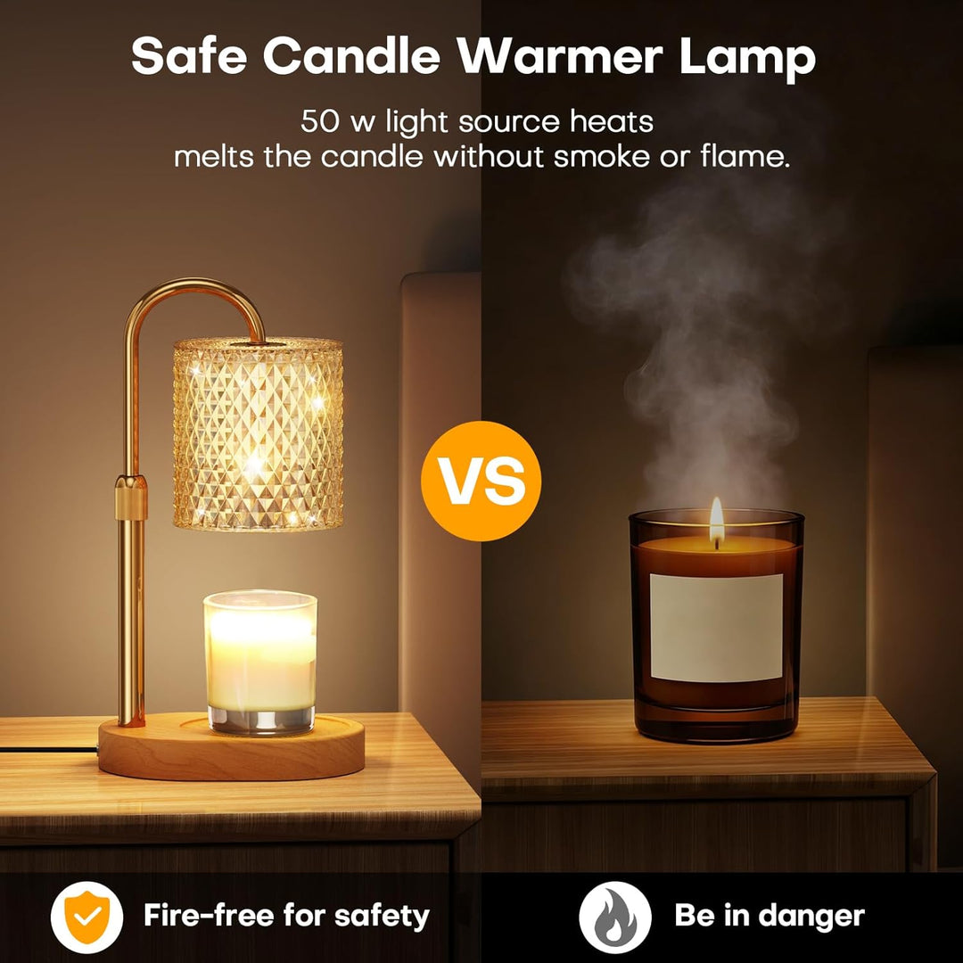 Kerzenwärmer, Lampe mit Timer, Dimmer, höhenverstellbar, elektrischer Kerzenwachswärmer für Glas, Ke
