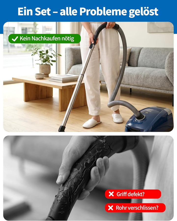 Ersatzteile Set für Miele Staubsauger, Teleskoprohr 35 mm mit sicherem Klicksystem + Handgriff mit S