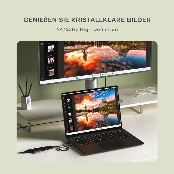 SATECHI 6-in-1 USB-C Hub Slim Plus, HDMI 4K mit 60Hz, 100W PD, 2X USB-A, SD/MicroSD – Für MacBook Ai