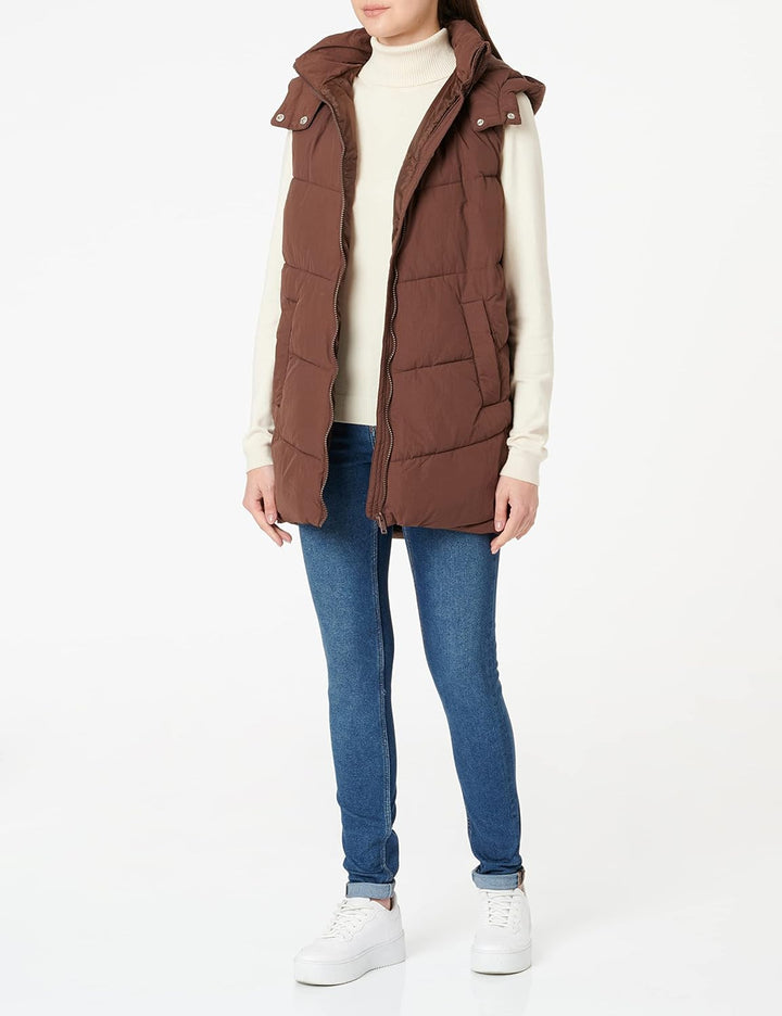 PIECES Damen Pcjamilla Short Puffer Vest Noos Bc XS Chicory Coffee, XS Chicory Coffee