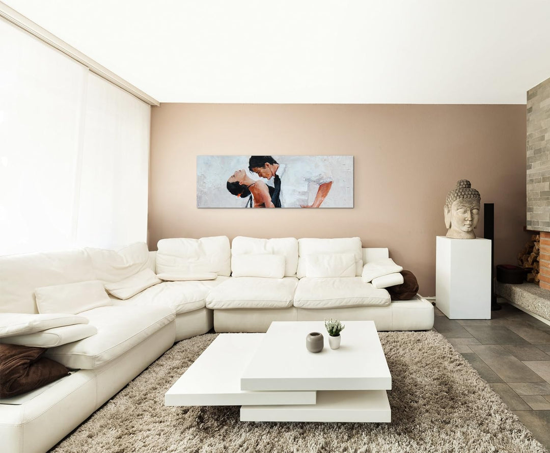 Sinus Art Wandbild 150x50cm Digitales Gemälde – Tangotänzer mit weissem Hintergrund auf Leinwand für