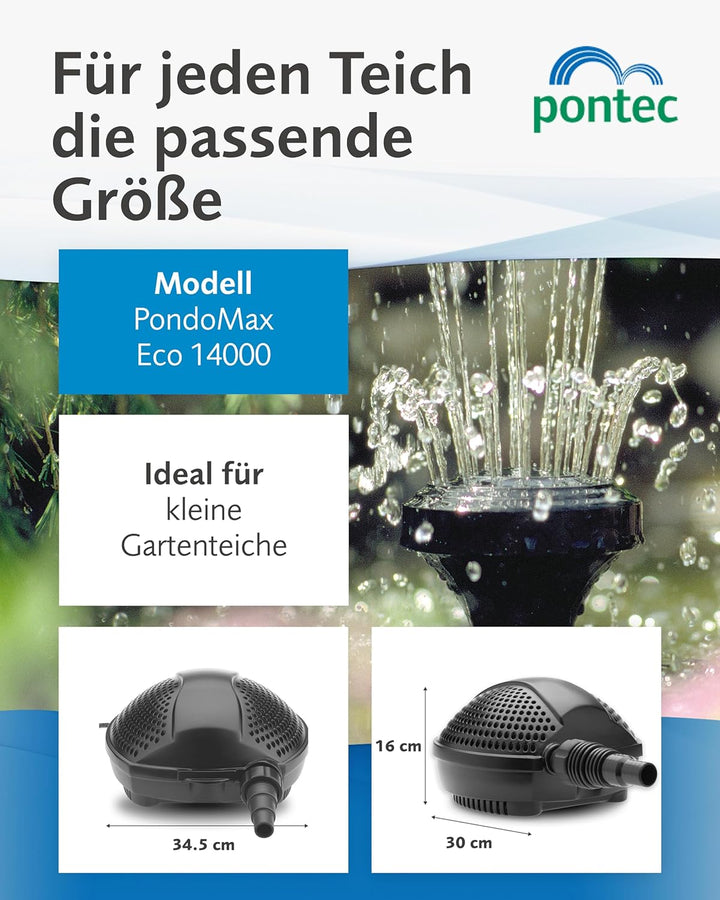 Pontec 51180 PondoMax Eco 14000 - Filter- und Bachlaufpumpe / energieeffiziente Pumpe für Bachläufe