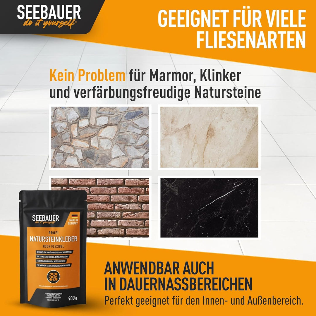 Marmor- und Natursteinkleber | Für Marmor, Naturstein und Kunststeinplatten| Weisser Natursteinmörte