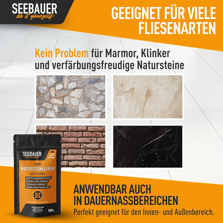 Marmor- und Natursteinkleber | Für Marmor, Naturstein und Kunststeinplatten| Weisser Natursteinmörte
