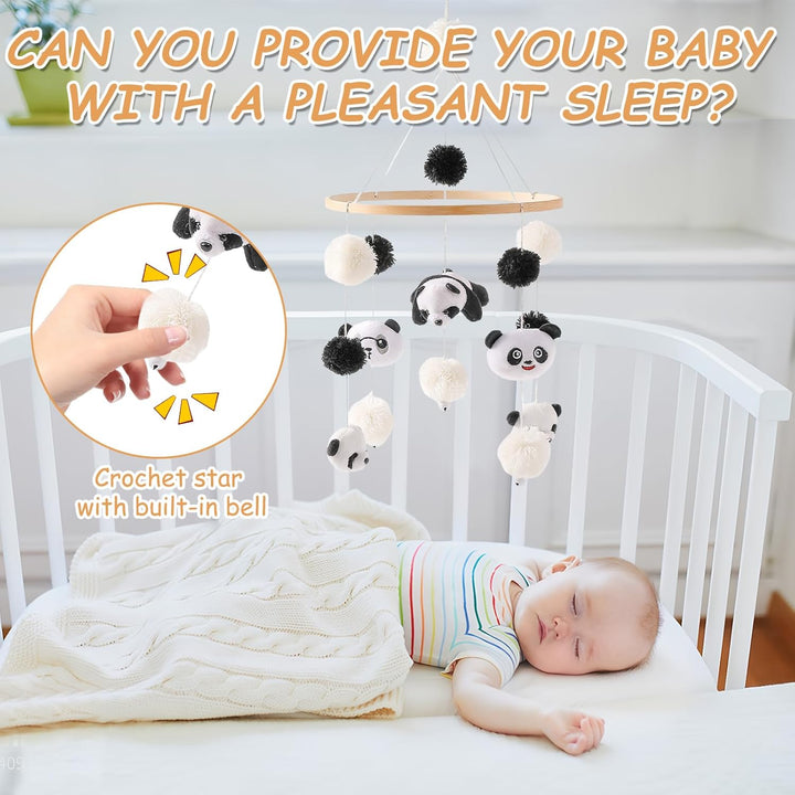 Mobile Babybett Baby Mobile Mit Filzbällen 3D-Panda-Muster Hängende Spieldekorationen Geschenke Für