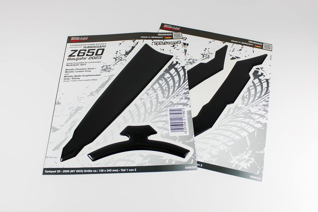 Tankpad Kniepad Aufkleber schwarz black kompatibel für Kawasaki Z650 X850045 Spar-Set - 1, Spar-Set