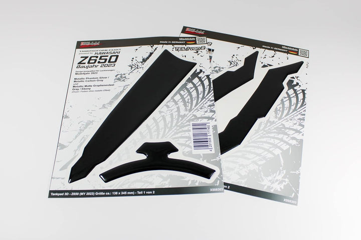 Tankpad Kniepad Aufkleber schwarz black kompatibel für Kawasaki Z650 X850045 Spar-Set - 1, Spar-Set