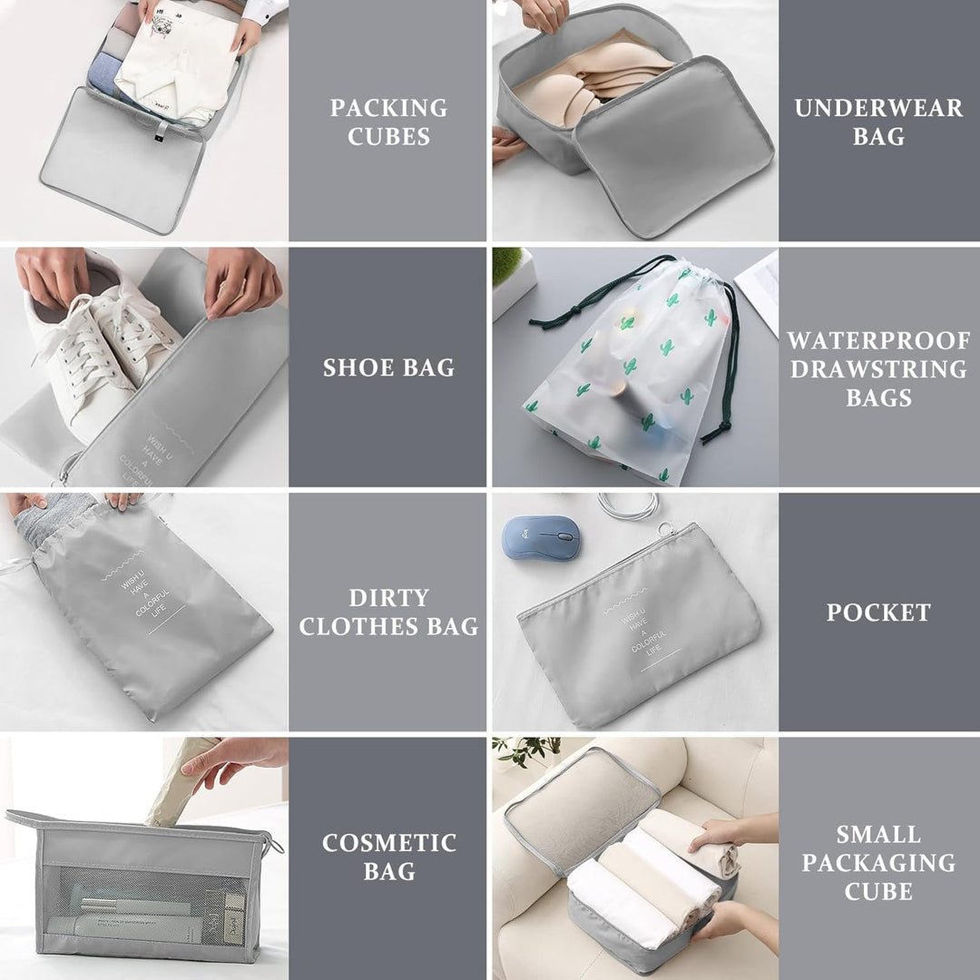 Koffer Organizer Set, 14 Stück Wasserdicht Packing Cubes, Multifunktionale Travel Packwürfel, Koffer