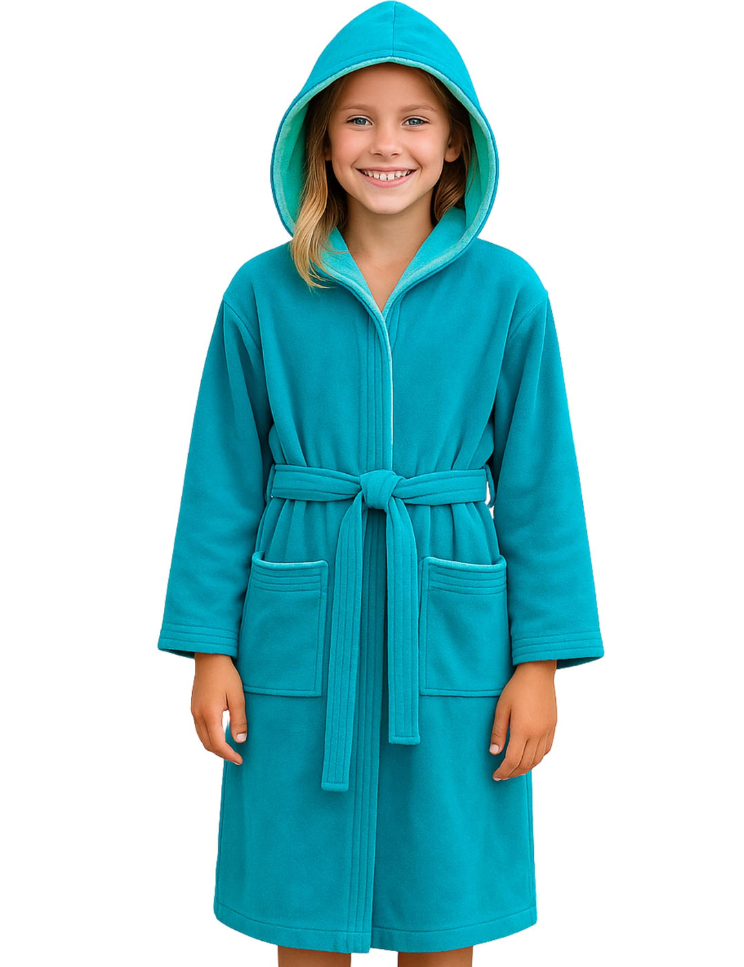Morgenstern Bademantel Kinder &amp; Teenager I Kapuze I 100% Baumwolle I Frottee Velours I Lang 134-140