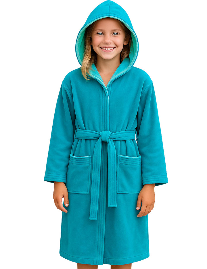 Morgenstern Bademantel Kinder &amp; Teenager I Kapuze I 100% Baumwolle I Frottee Velours I Lang 134-140