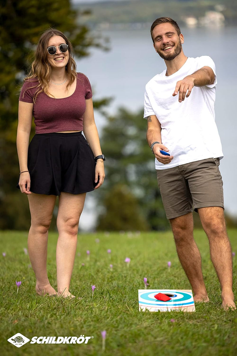 Schildkröt Cornhole Set, Bean Bag Set aus FSC zertifiziertem MDF-Holz, Komplettset mit 2 Cornhole Bo