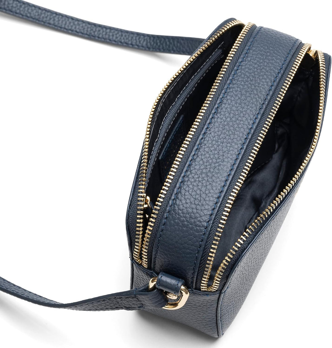 Lazarotti Bologna Leder Umhängetasche Damen | 2 Hauptfächer & längenverstellbarer Schulterriemen | m