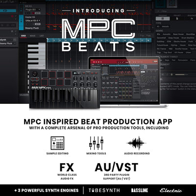 AKAI Professional Midi Controller + Sustain Pedal Bundle - MPK Mini MK3 Black USB-MIDI-Keyboard Cont
