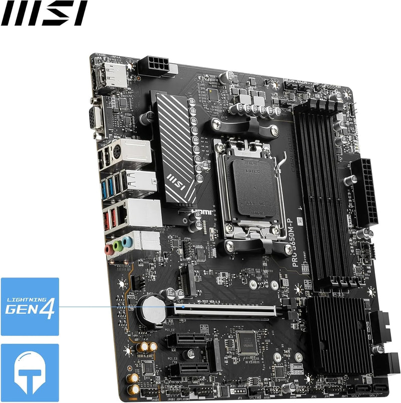 MSI PRO B650M-P Motherboard, Micro-ATX - Unterstützt AMD Ryzen 7000 Series Prozessoren, AM5 - DDR5 M