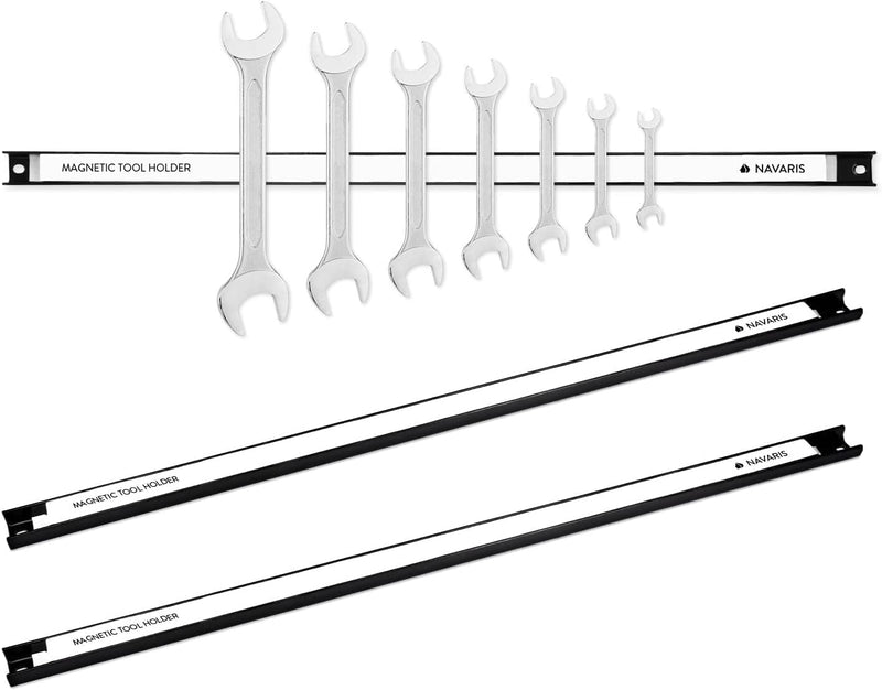Navaris 3x Magnetische Werkzeughalter Leiste - ca. 60 cm lang mit Montage-Material - Wand Magnetleis