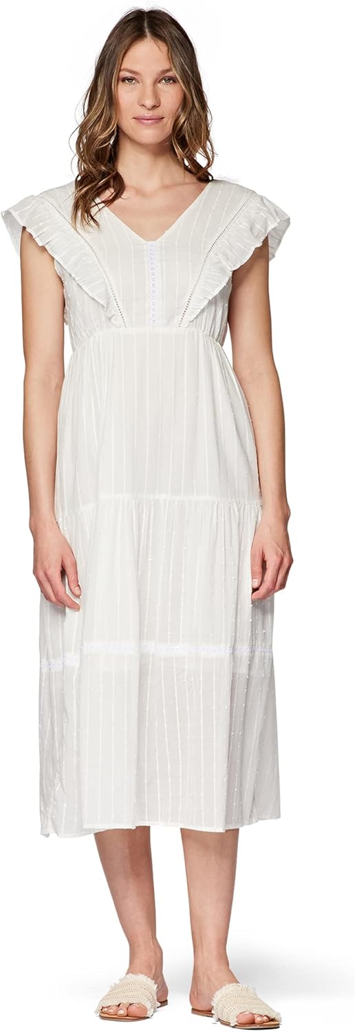 Mavi Damen Long Dress Kleid L Antique White, L Antique White