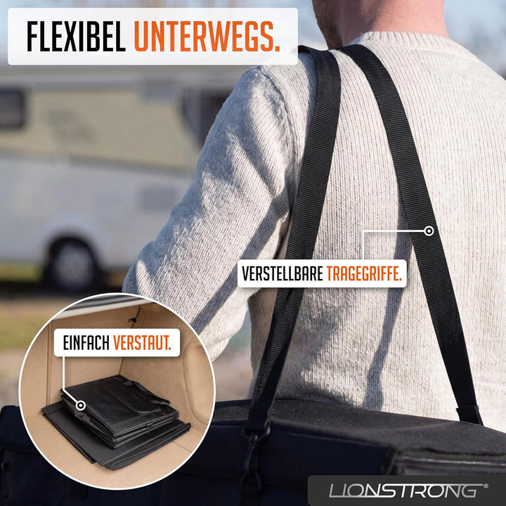 LIONSTRONG® Kofferraum-Organizer Box – Faltbare &amp; rutschfeste Aufbewahrungsbox mit Tragegriffen und