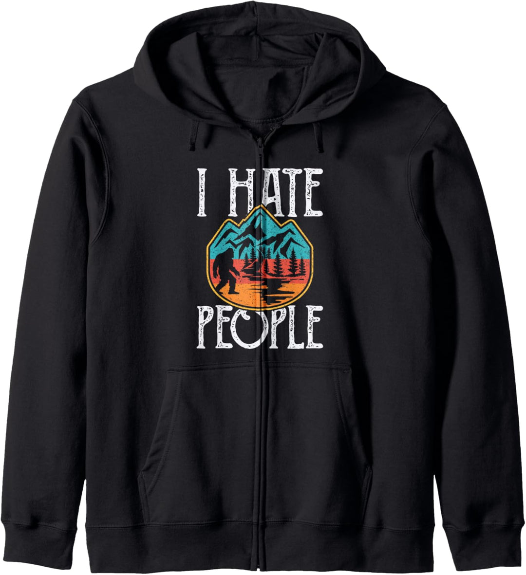 I Hate People - Anti Social Bigfoot Sasquatch Mythical 80's Kapuzenjacke