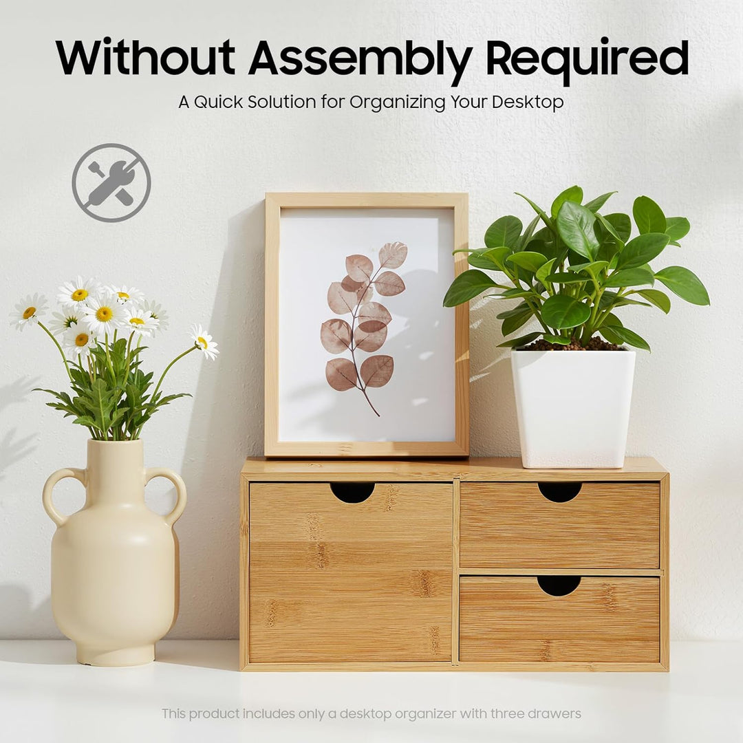 Minikommode, 2-Stöckig Schubladenbox Holz Schreibtisch Organizer Vintage Natur, Kosmetik Organizer H