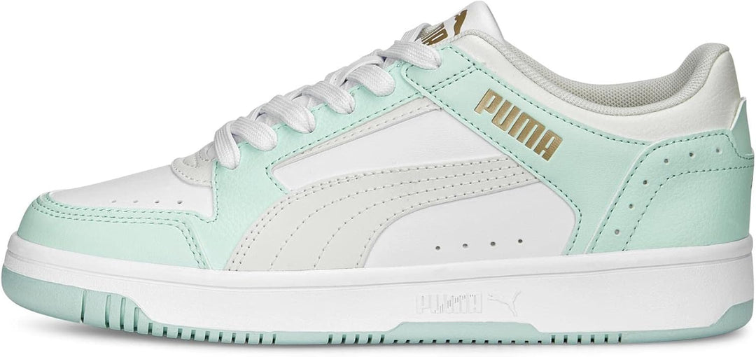 PUMA Herren Rebound Joy Low Sneaker 38 EU Puma White Vapor Gray Minty Burst Puma Gold, 38 EU Puma Wh