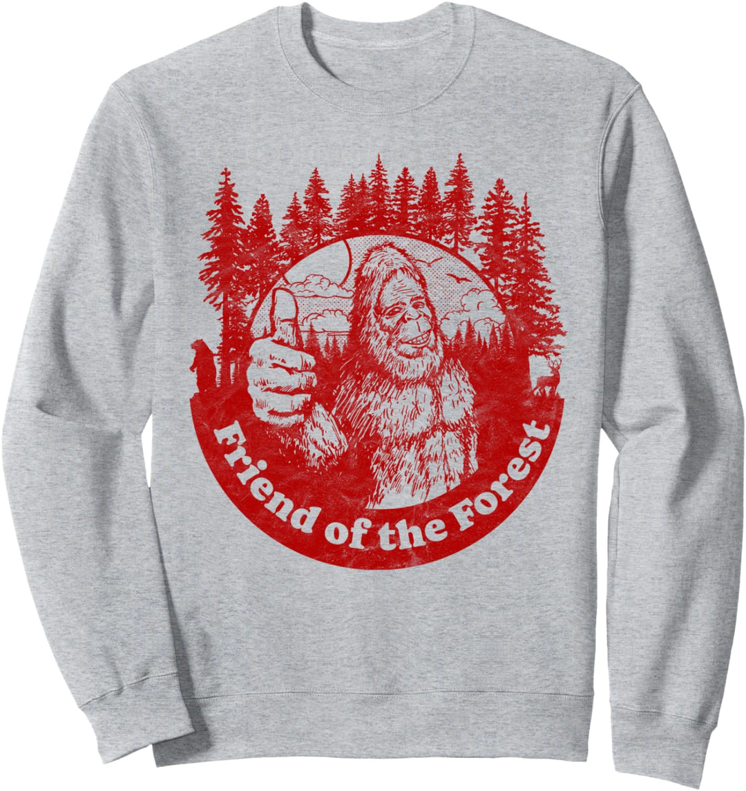 Friend of the Forest Funny Bigfoot Nature Thumbs Up Tree 80s Sweatshirt