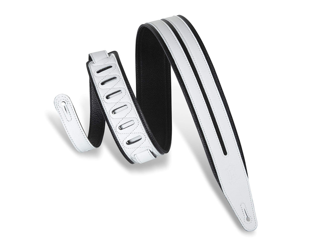 Levy's Leathers MG317DRS-BLK_WHT Gitarrengurt aus Leder, 2,5 cm, Weiss und Schwarz Weiss / Schwarz,