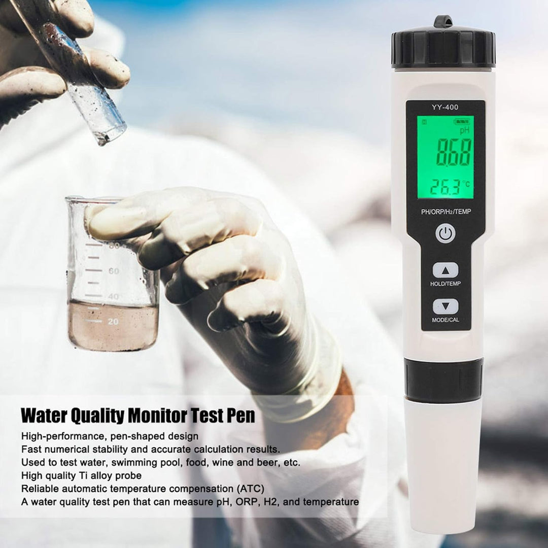 PUSOKEI Multifunktionales Wasserqualitätsmonitor-Testmessgerät, tragbar 4-in-1-PH-ORP-H2-Temperaturt