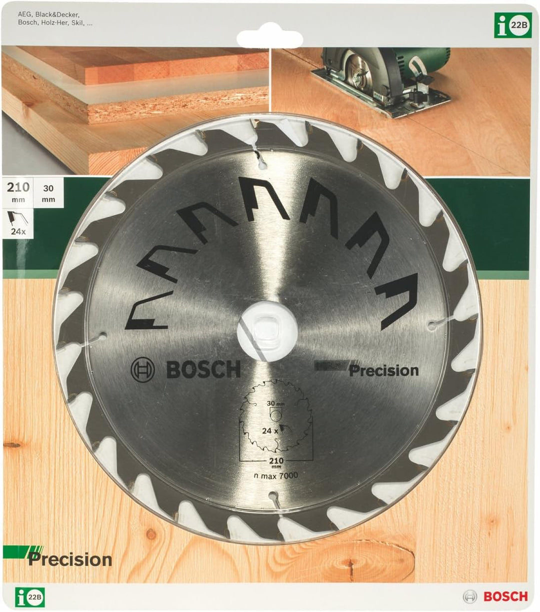 Bosch 1x Kreissägeblatt Precison (Sägeblatt für Holz, Ø 210 x 2.5/1.5 x 30 mm, 24 Zähne, ATB, Zubehö