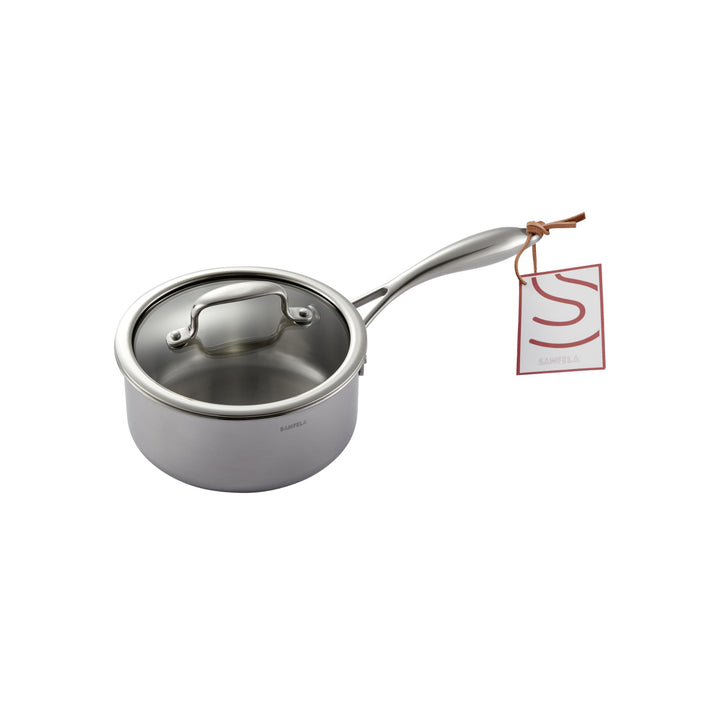 5-lagiger Edelstahltopf mit Glas Deckel, 16 cm, für alle Herdarten geeignet