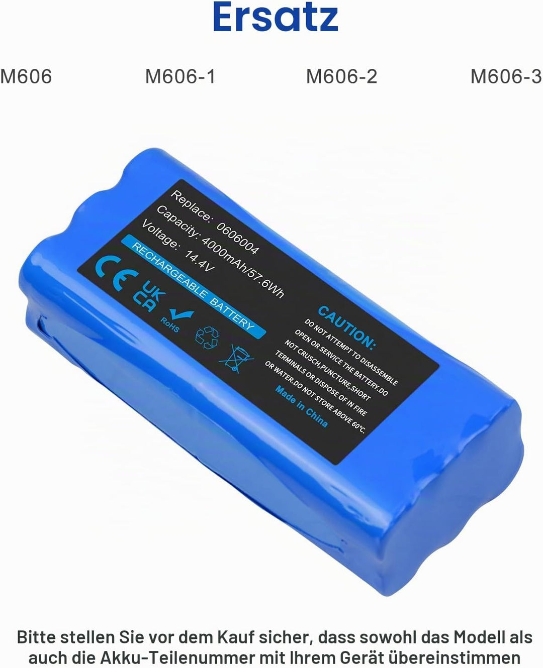 14,4V 4000mAh NI-MH Ersatzakku für Dirt Devil Libero M606 M606-1 M606-2 M606-3 M606-4 Spider M607 M6