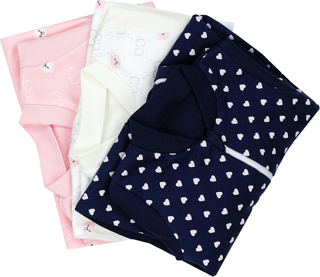 TupTam Baby Unisex Schlafstrampler Mädchen Schlafanzug mit Fuss Jungen Spieler 3er Pack 56 Herzen Du