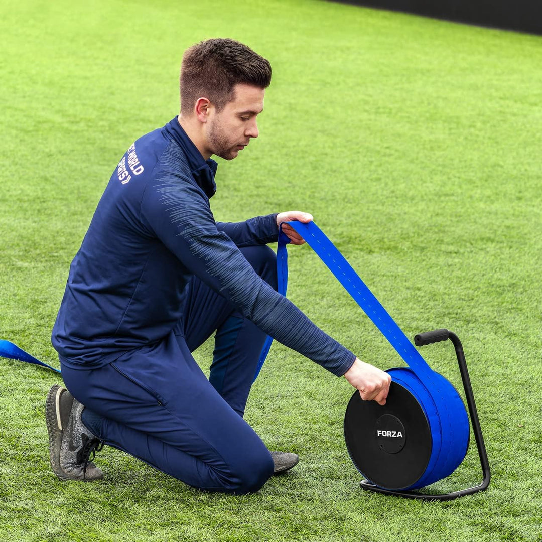 FORZA 100m Spielfeldmarkierungsband [3 Farben] - Linienmarkierung für Sportplätze Blau, Blau