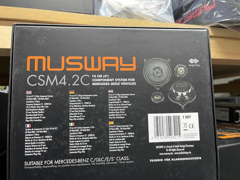 Musway CSM4.2C - 10 cm Komponenten-Lautsprecher mit 120 Watt (RMS: 60 Watt) - für Mercedes C, GLC, E