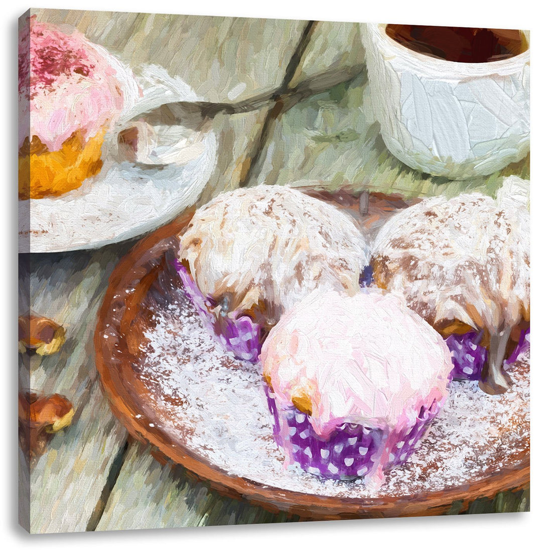 Pixxprint Köstliche Cupcakes als Leinwandbild/Grösse: 70x70 cm/Wandbild/Kunstdruck/fertig bespannt,