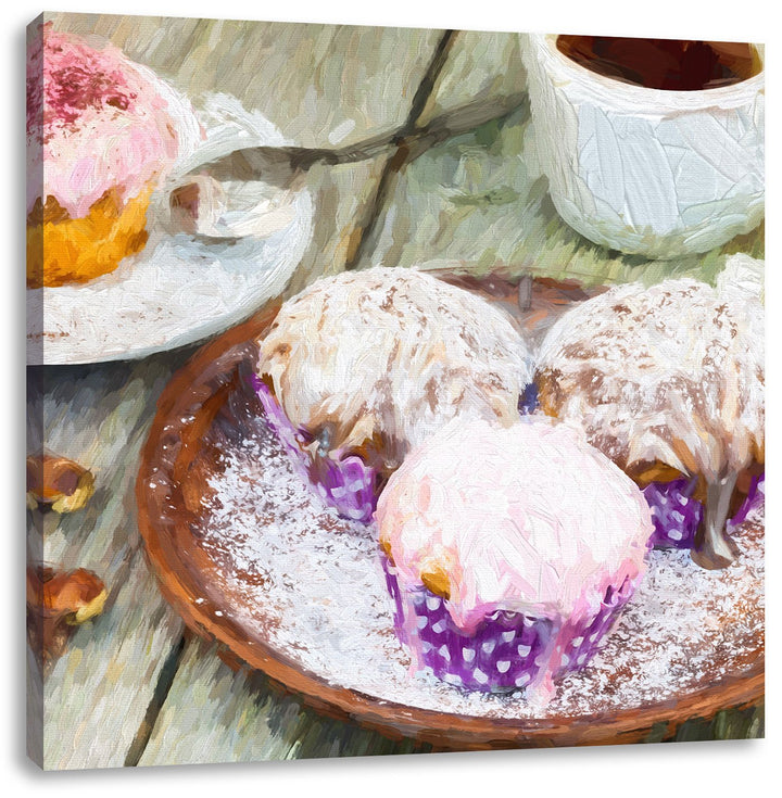 Pixxprint Köstliche Cupcakes als Leinwandbild/Grösse: 70x70 cm/Wandbild/Kunstdruck/fertig bespannt,