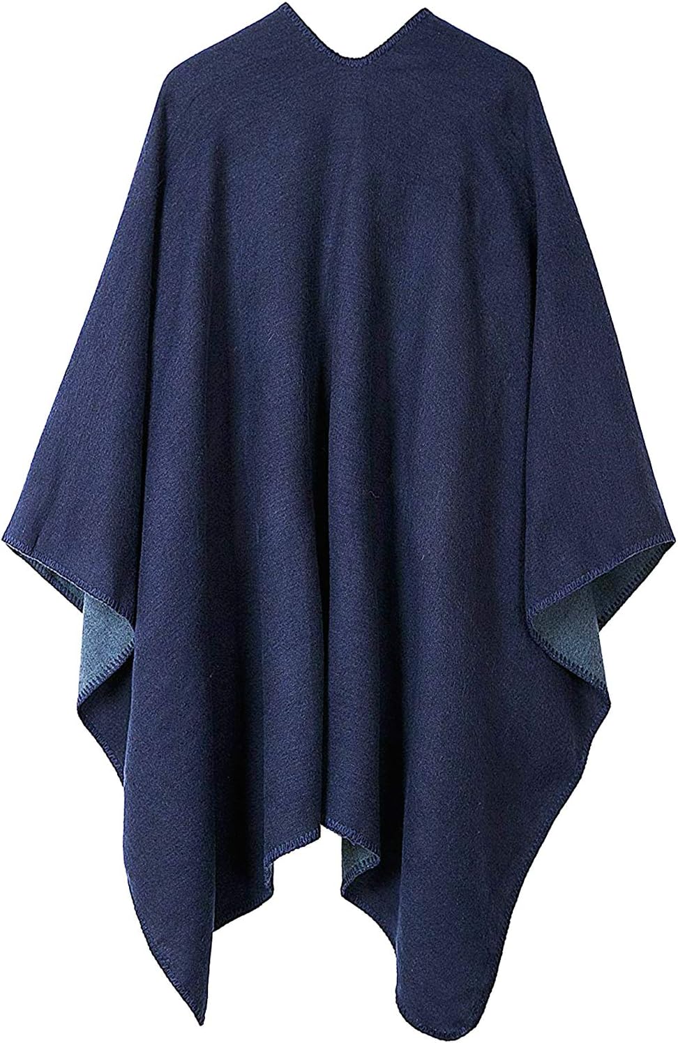 Shmily Girl - Damen Poncho Habe Gestrickt Überdimensionalen Decke Kap-Schal Navy Blue 2, Navy Blue 2