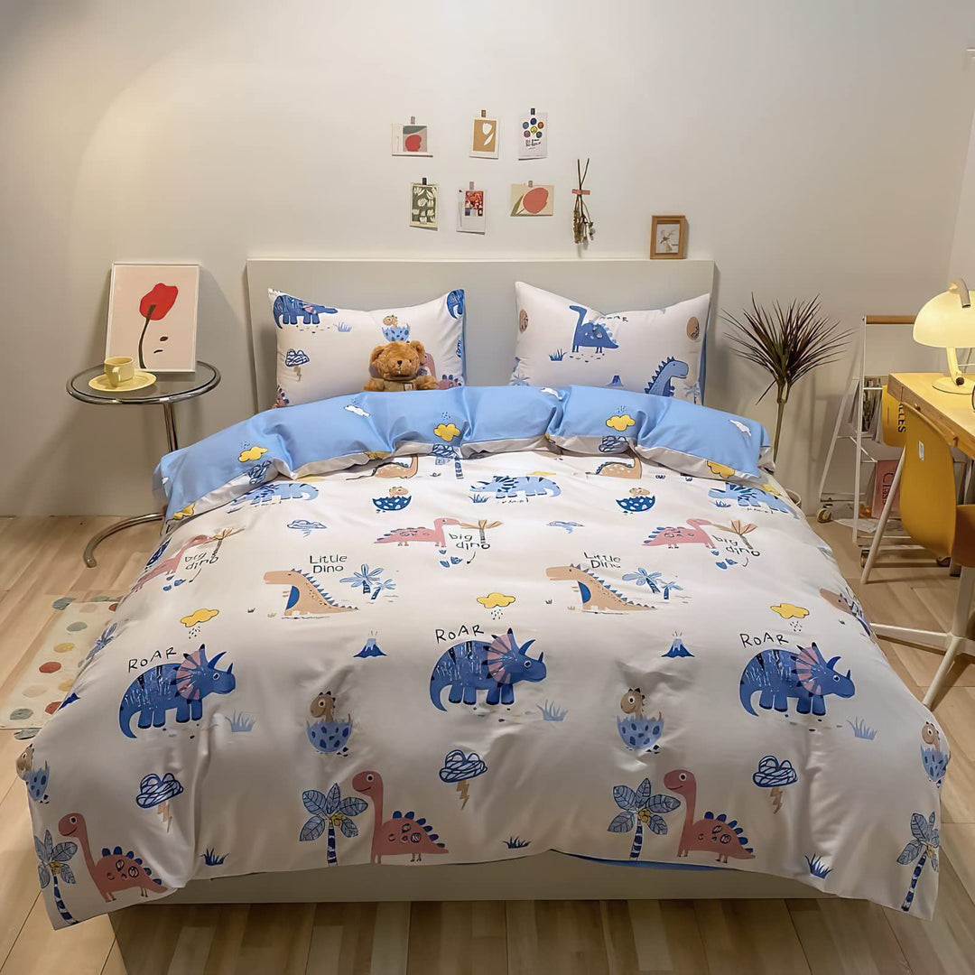 KEAYOO Baby Bettwäsche 100x135 Weiss mit Buntstiftzeichnung Süsses Tier und Bäume 100% Baumwolle mit