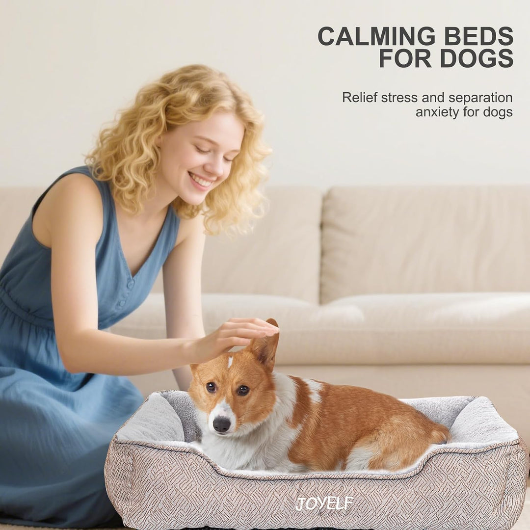 JOYELF Hundebett Waschbares beruhigendes Katzenbett, süsses Flauschiges Haustier Anti Angst Sofa für