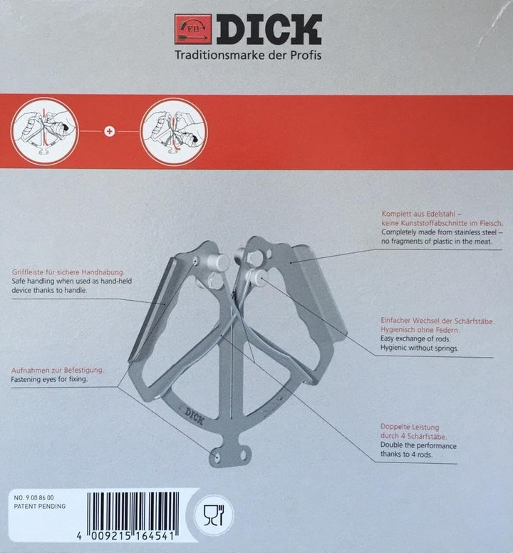 F. DICK Messerschärfer, Messerschleifer zum Durchziehen I spezielle Schärfstäbe, immer perfekter Win