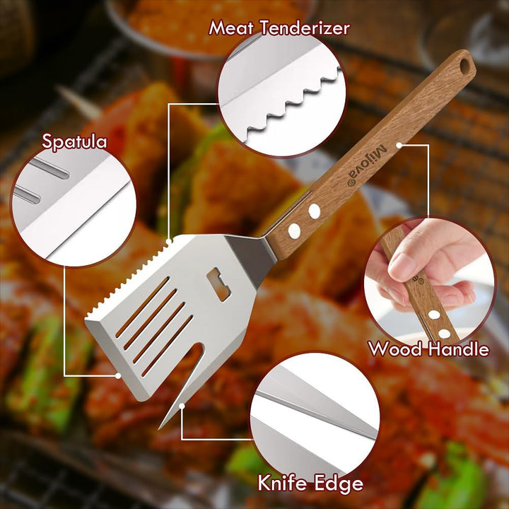 Spatel für Outdoor Grill, Multifunktion BBQ Tool Extra Langes Grillzubehör Box Paket Mehr Spass Effi
