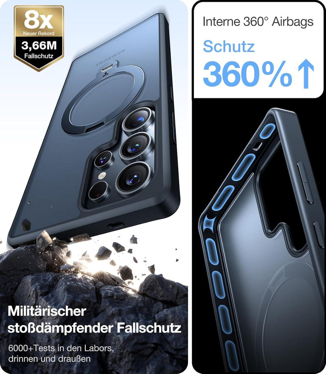 TORRAS Ostand Q3 Spin für Samsung Galaxy S25 Ultra Hülle (360° Magnetischer Robust Standring) TOP Mi