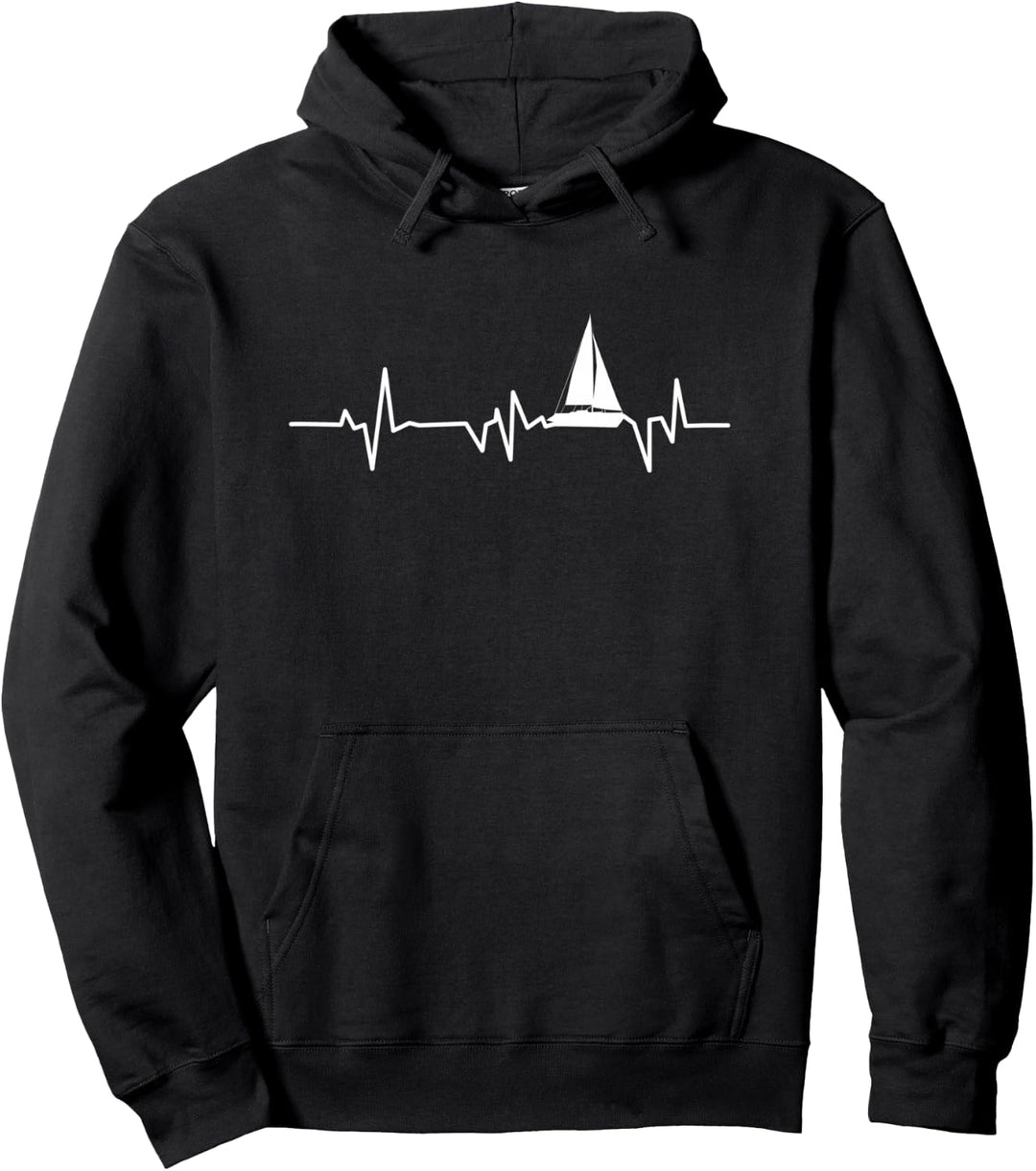 Herzschlag mit einem Segelschiff Segelboot Pullover Hoodie