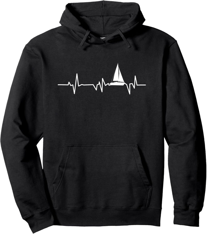 Herzschlag mit einem Segelschiff Segelboot Pullover Hoodie